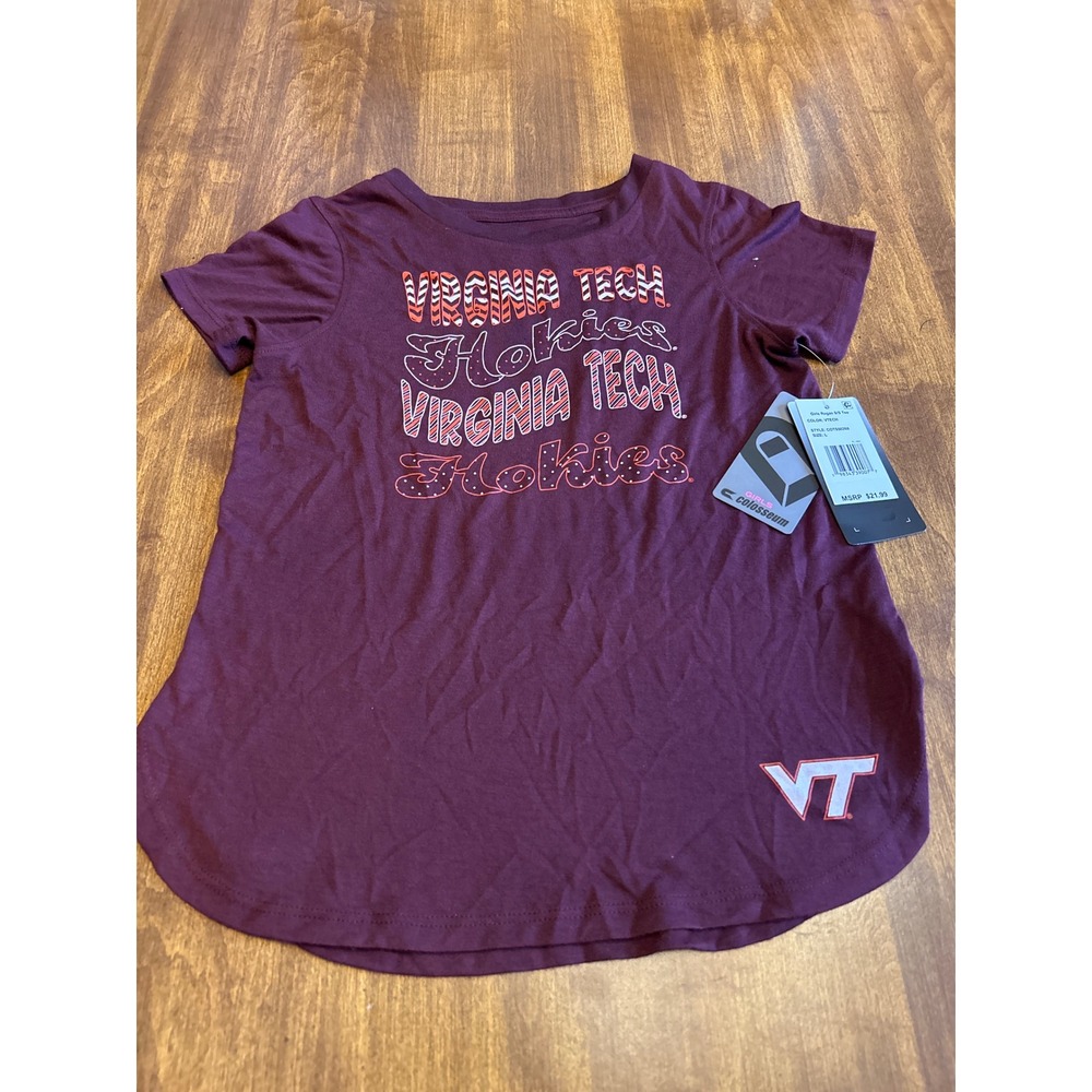 Colosseum T-Shirt Girls Large Maroon Virginia Tech Hokies Rogan S/S Tee 30070